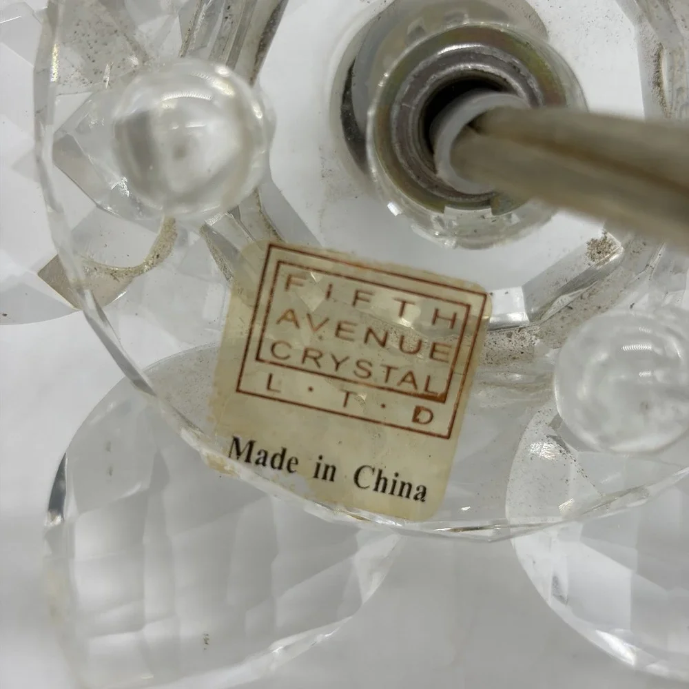 2 Vtg Fifth Avenue Crystal Lotus Flower Small Lamps Night Light 2 Settings Read!